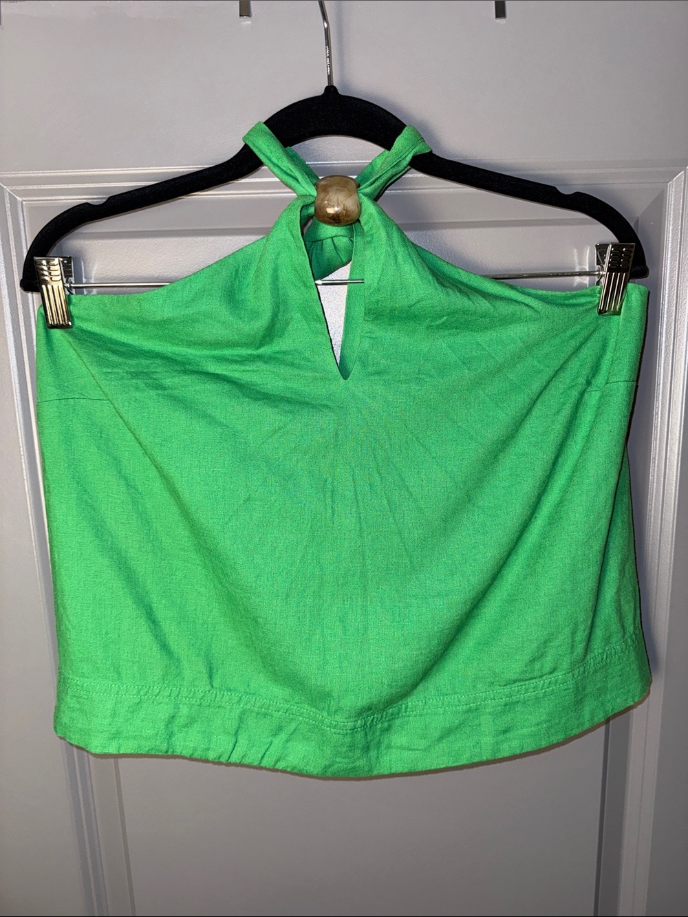 Ann Taylor Bright Green Halter Tie Neck Top | Size M - Picture 3 of 11